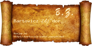 Bartovicz Zádor névjegykártya